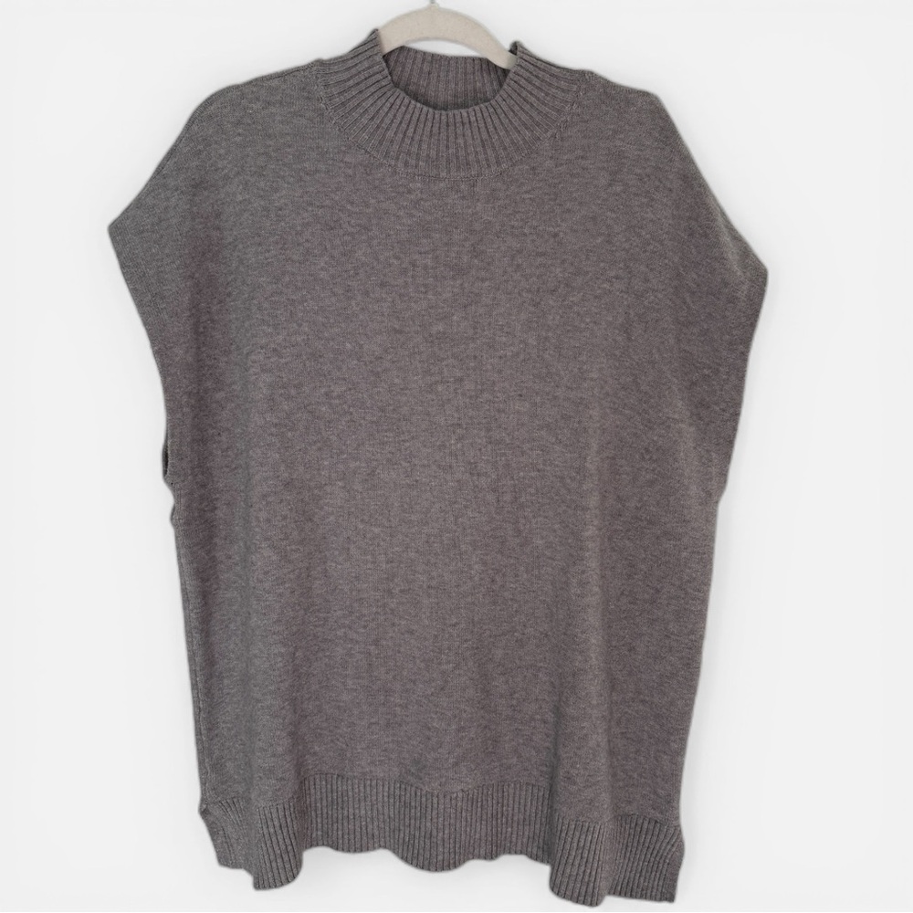 Cyrus Heather Gray Sleeveless Tunic Sweater Mockneck Size XL Lagenlook New